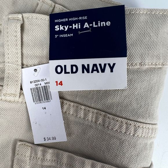 Old Navy Tan Shorts Women’s 14 Sky Hi A Line Button Fly‎ 3” Cut Off Higher Rise - Picture 4 of 12